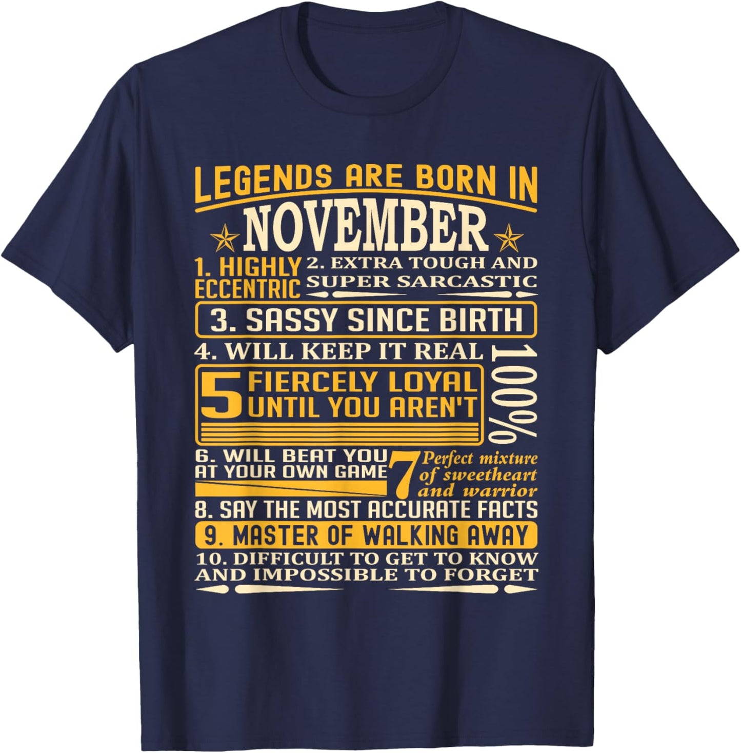 Legends Born in November facts T Shirt T-Shirt - T-Shirt | Navy