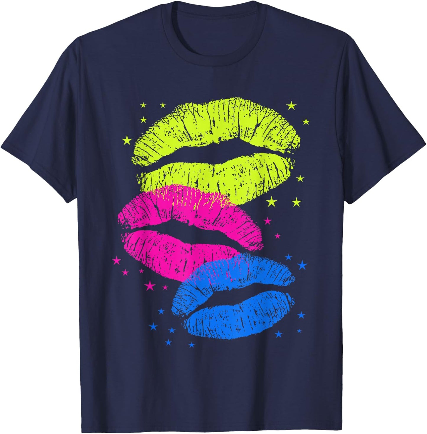 Lips Kisses Lipstick T-Shirt - T-Shirt | Navy