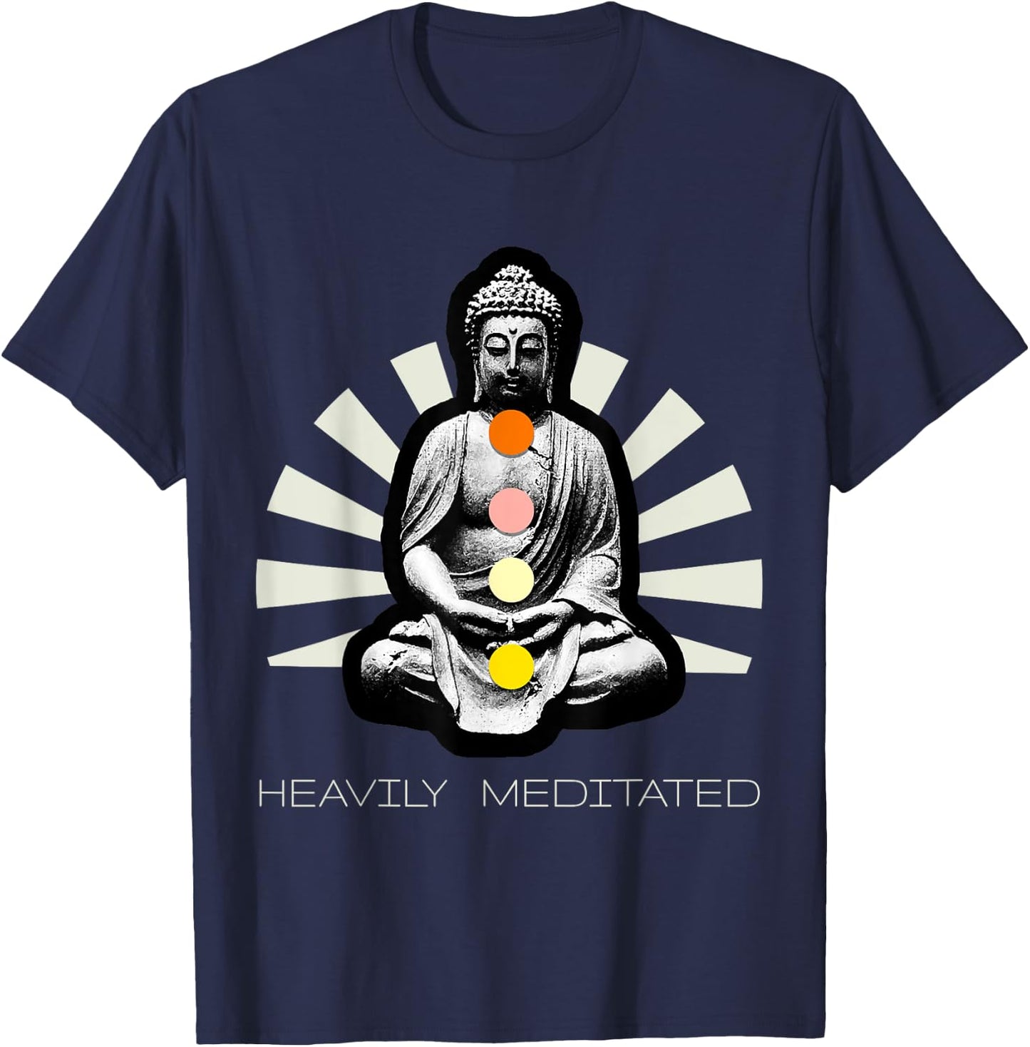 Heavily Meditated Funny Yoga Cool Yogis Pose Gift T-Shirt - T-Shirt | Navy