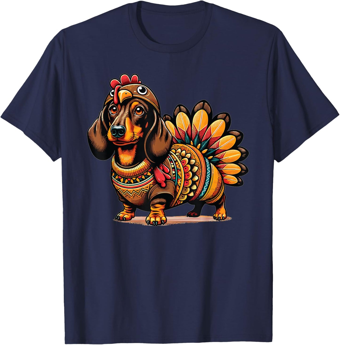 Doxie Dachshund Dog Turkey Costume Women Men Kids Toddler T-Shirt - T-Shirt | Navy