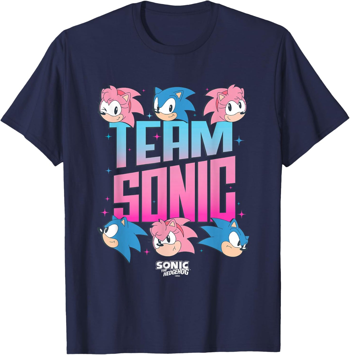 Sonic The Hedgehog Team Sonic Amy Rose Retro Logo T-Shirt - T-Shirt | Navy