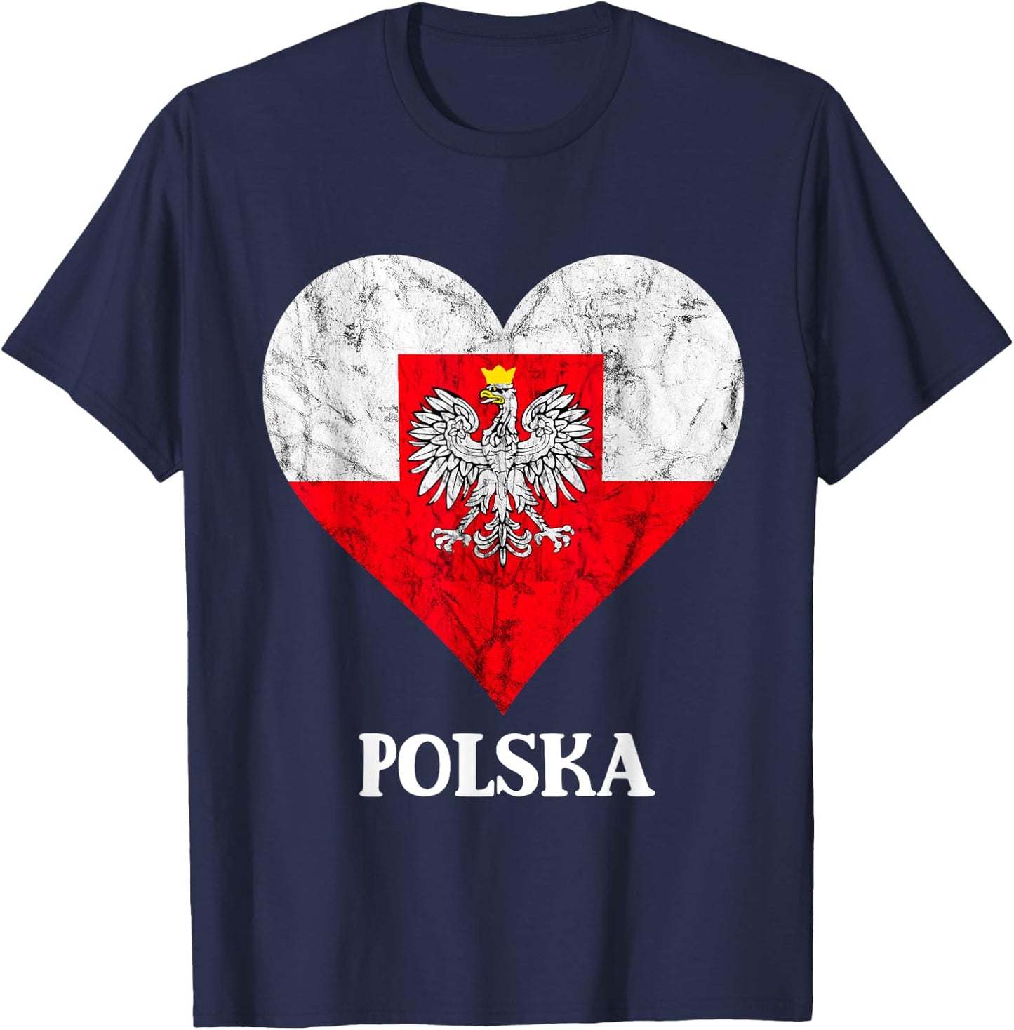 Polska Heart Poland Flag Polish Roots Poland Travel T-Shirt - T-Shirt | Navy