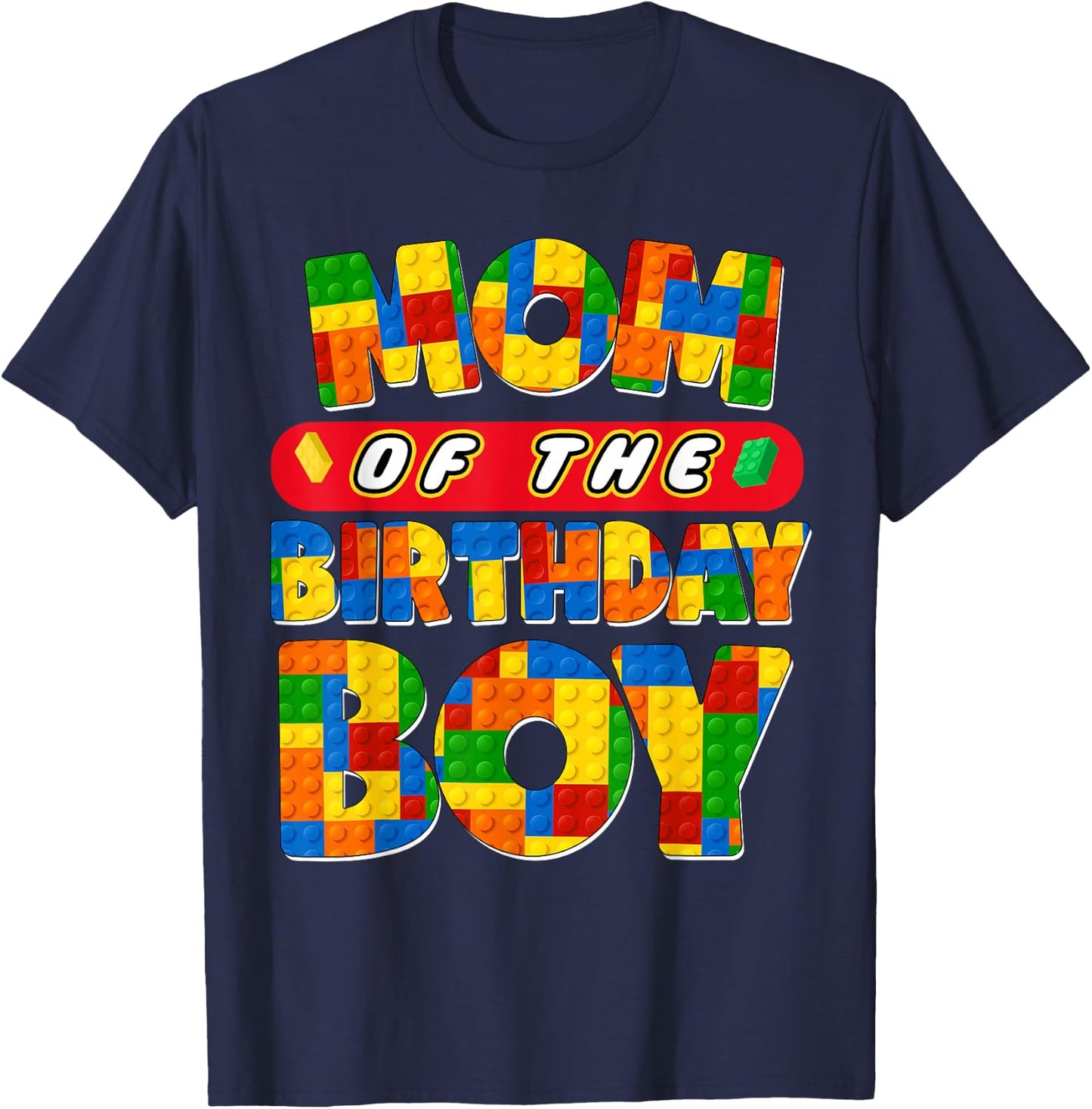 Mom And Dad Birthday Boy Building Bricks Family Party Decor T-Shirt - T-Shirt | Navy