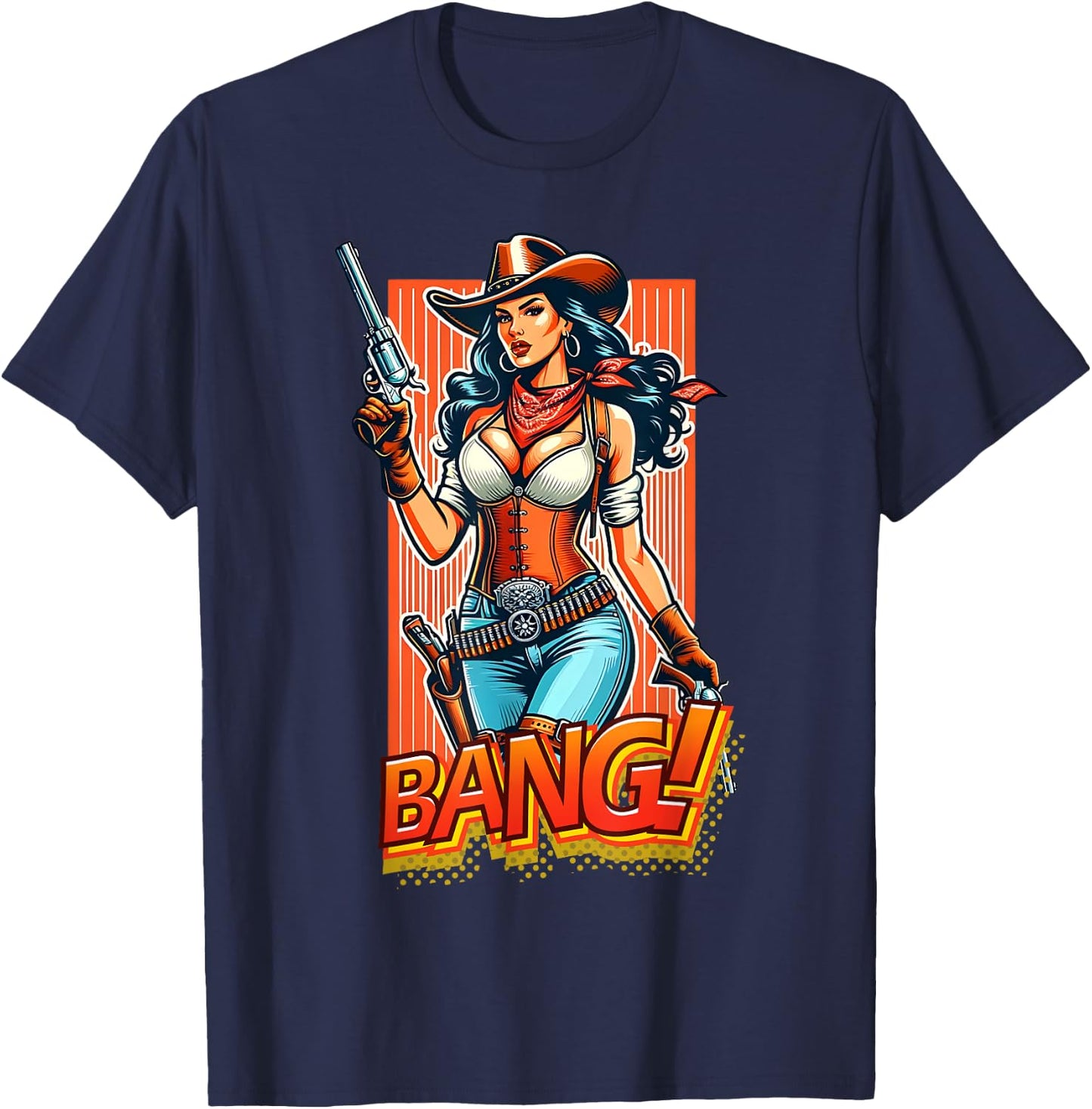Cowboy Western Gun Range Country Cowgirl Bang T-Shirt - T-Shirt | Navy