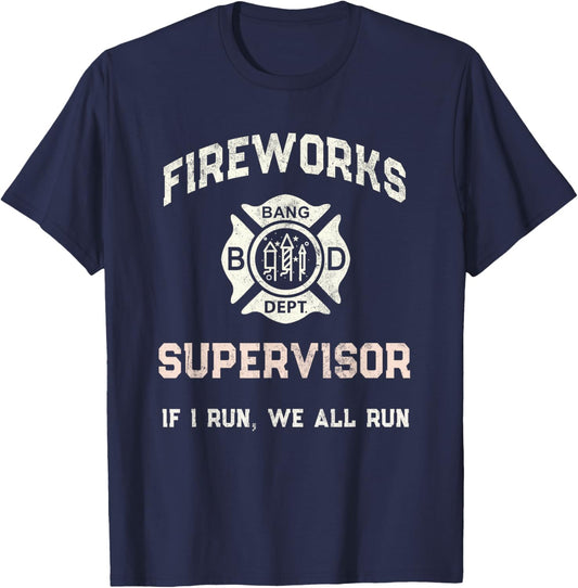 Vintage FIREWORKS Safety SUPERVISOR Director Dad Pyro Staff T-Shirt - T-Shirt | Navy