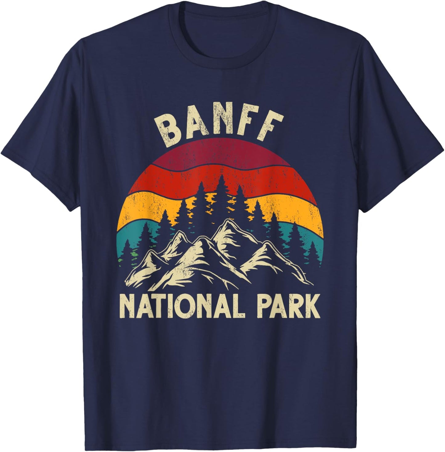 Retro Vintage Graphic Banff National Park T-Shirt - T-Shirt | Navy