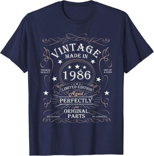 39th Birthday Retro Limited Edition Man Woman Vintage 1986 T-Shirt - T-Shirt | Navy