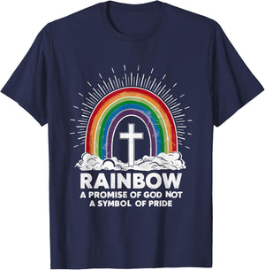 Rainbow A Promise Of God Not A Symbol Of Pride T-Shirt - T-Shirt | Navy