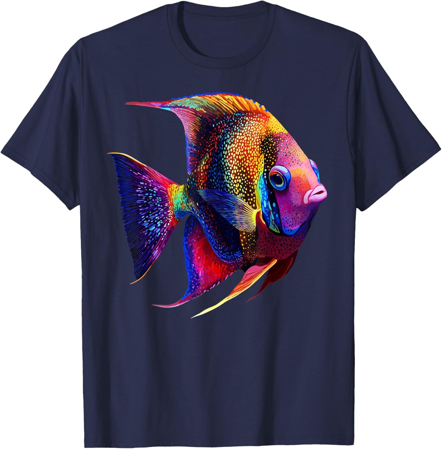 Colorful Angelfish Aquarium Fish Lover Women Black T-Shirt - T-Shirt | Navy
