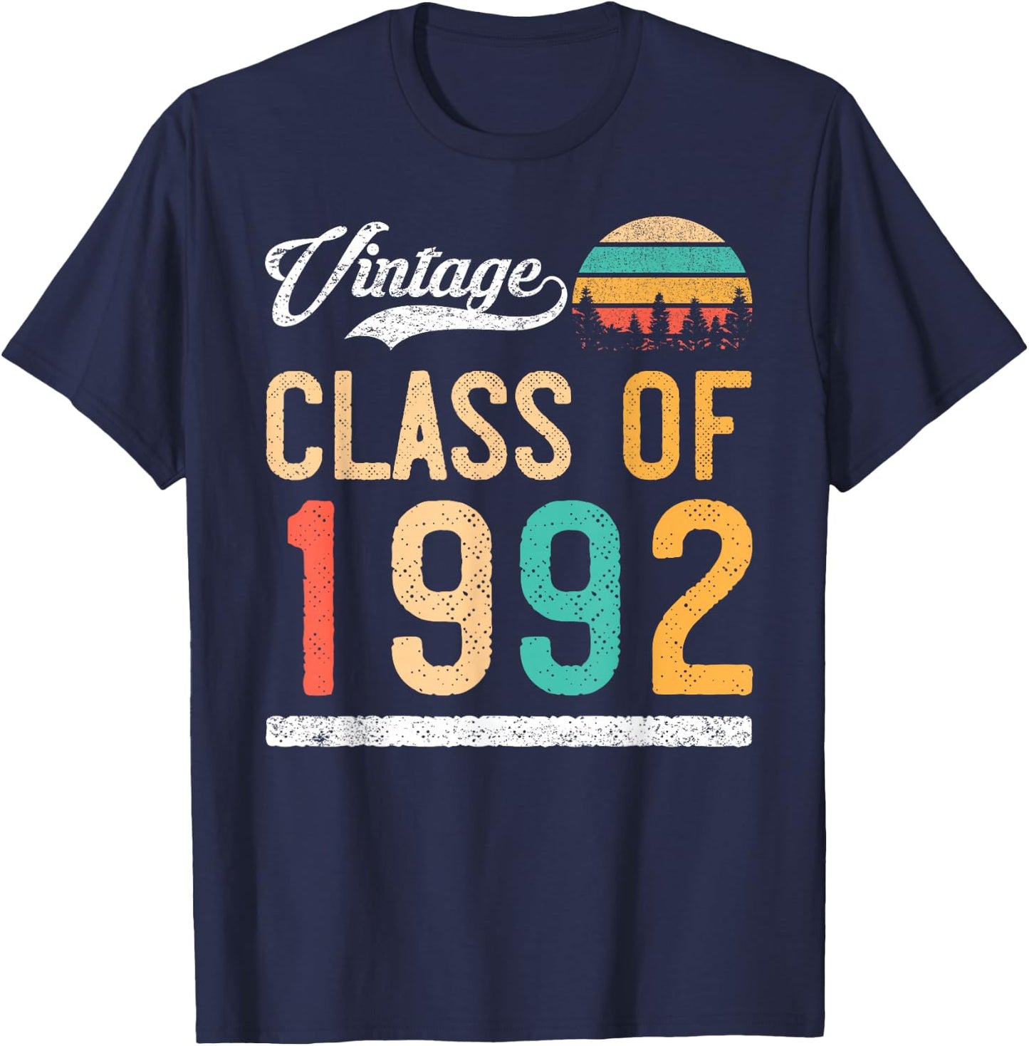 Vintage Class of 1992 High School or College Graduation T-Shirt - T-Shirt | Navy