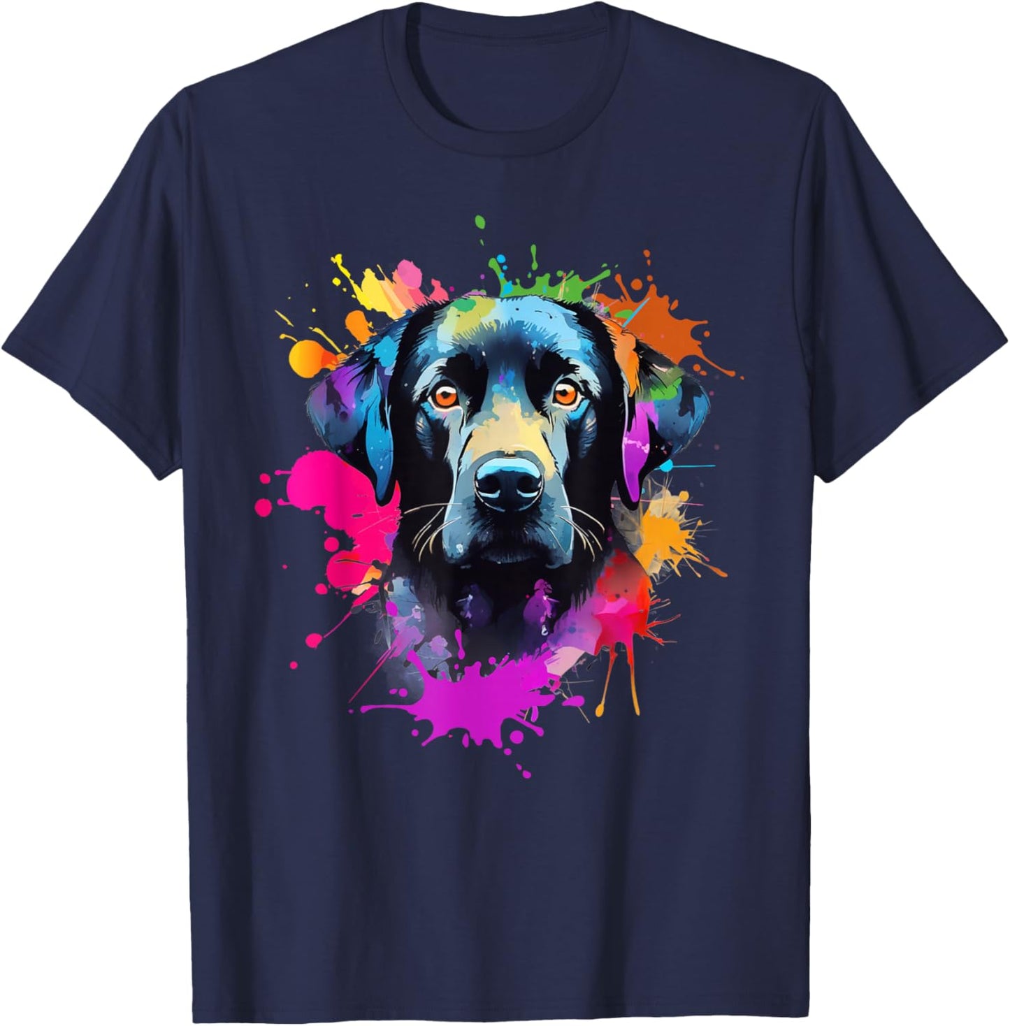 Colourful Labrador Black Retriever Lab Splash Paint Art T-Shirt - T-Shirt | Navy