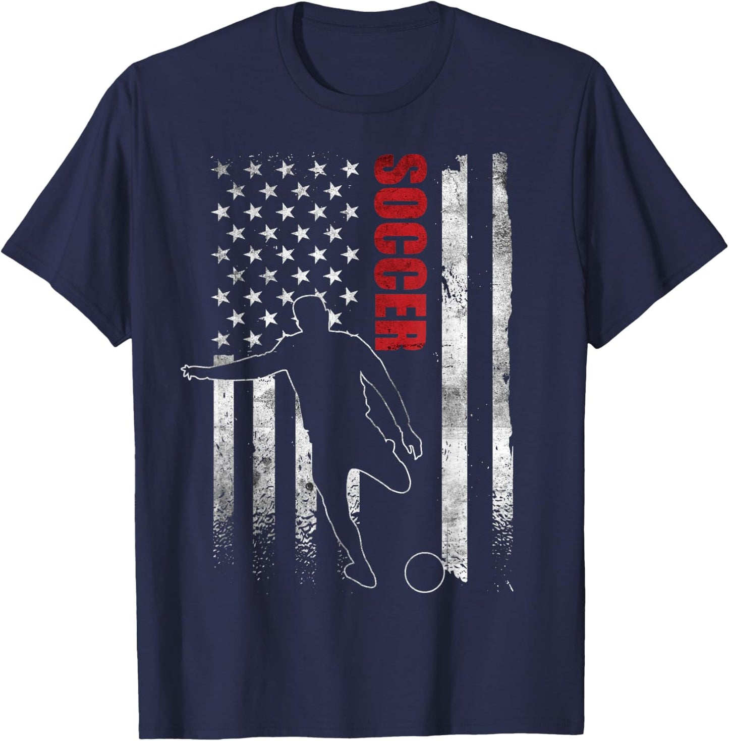 Soccer Apparel American Flag Soccer Player US Flag T-Shirt - T-Shirt | Navy