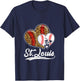 Vintage St Louis Baseball Leopard Hearts Baseball Lover T-Shirt - T-Shirt | Navy