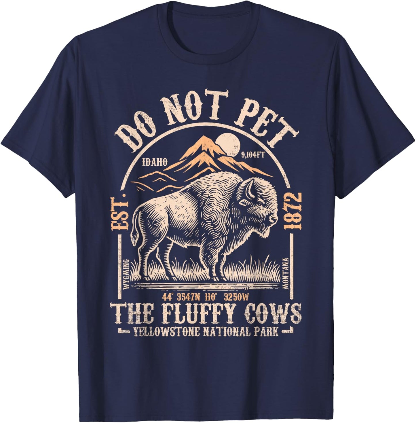 Vintage Do Not Pet The Fluffy Cows American Bison T-Shirt - T-Shirt | Navy