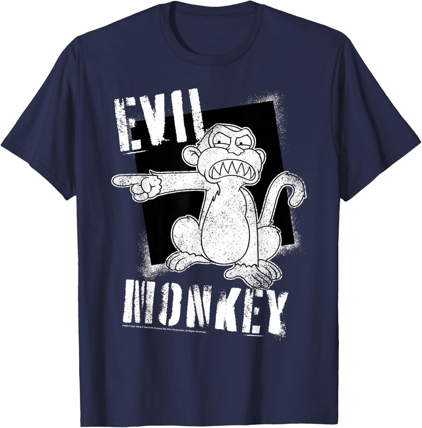 Family Guy Evil Monkey Angry Distressed Big Chest Poster T-Shirt - T-Shirt | Navy
