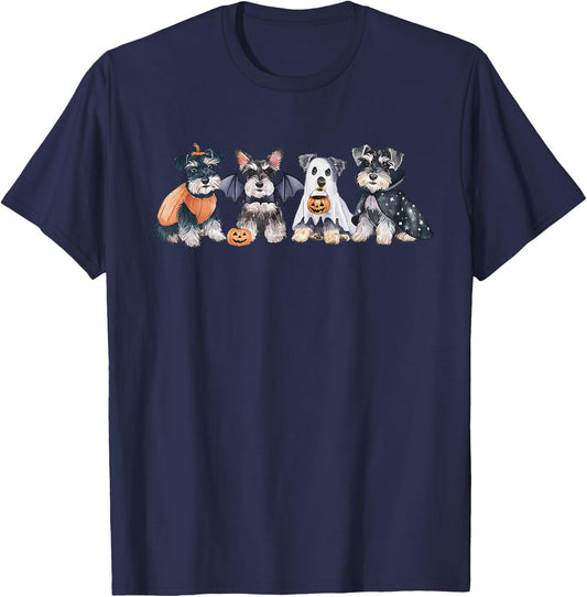 Cute Ghost Witch Miniature Schnauzer Halloween Dog Lover T-Shirt - T-Shirt | Navy