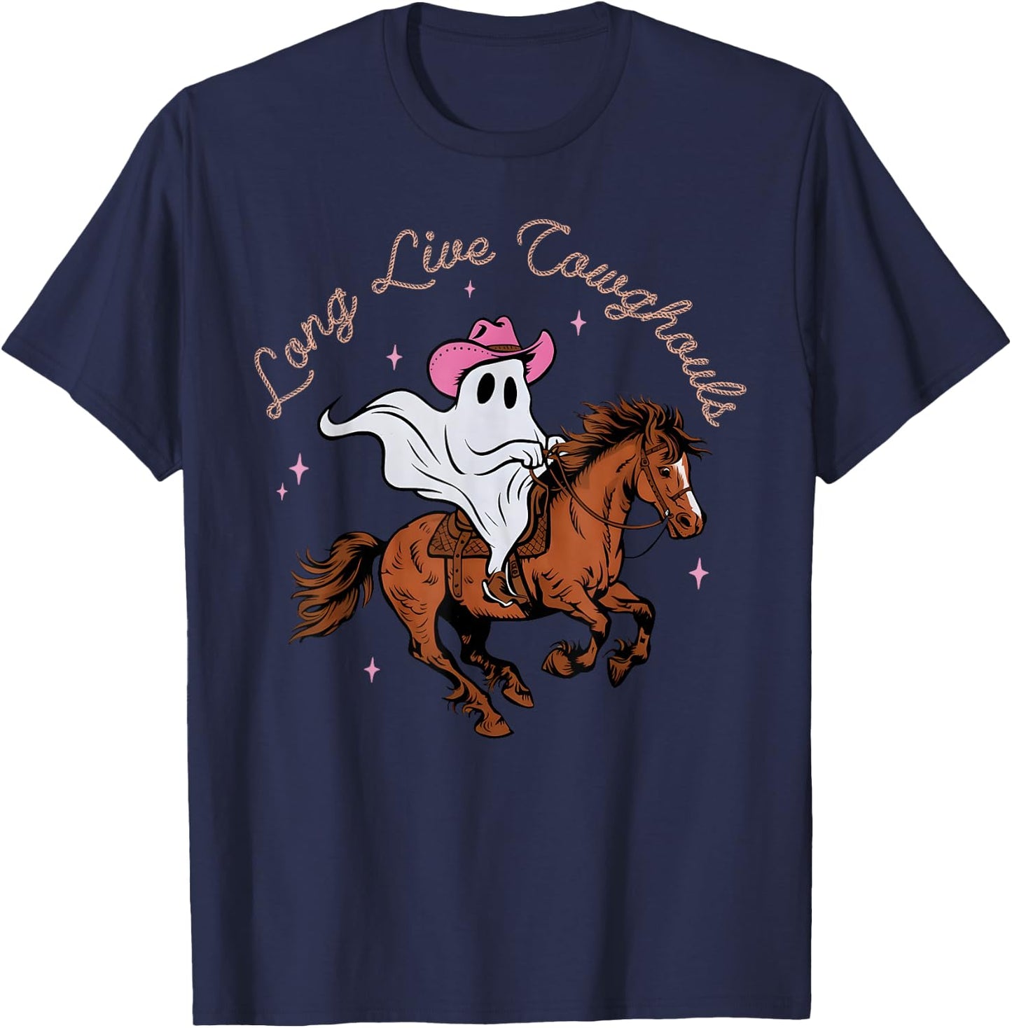 Long Live Cowghouls Western Ghost Halloween Cowboy Cowgirl T-Shirt - T-Shirt | Navy