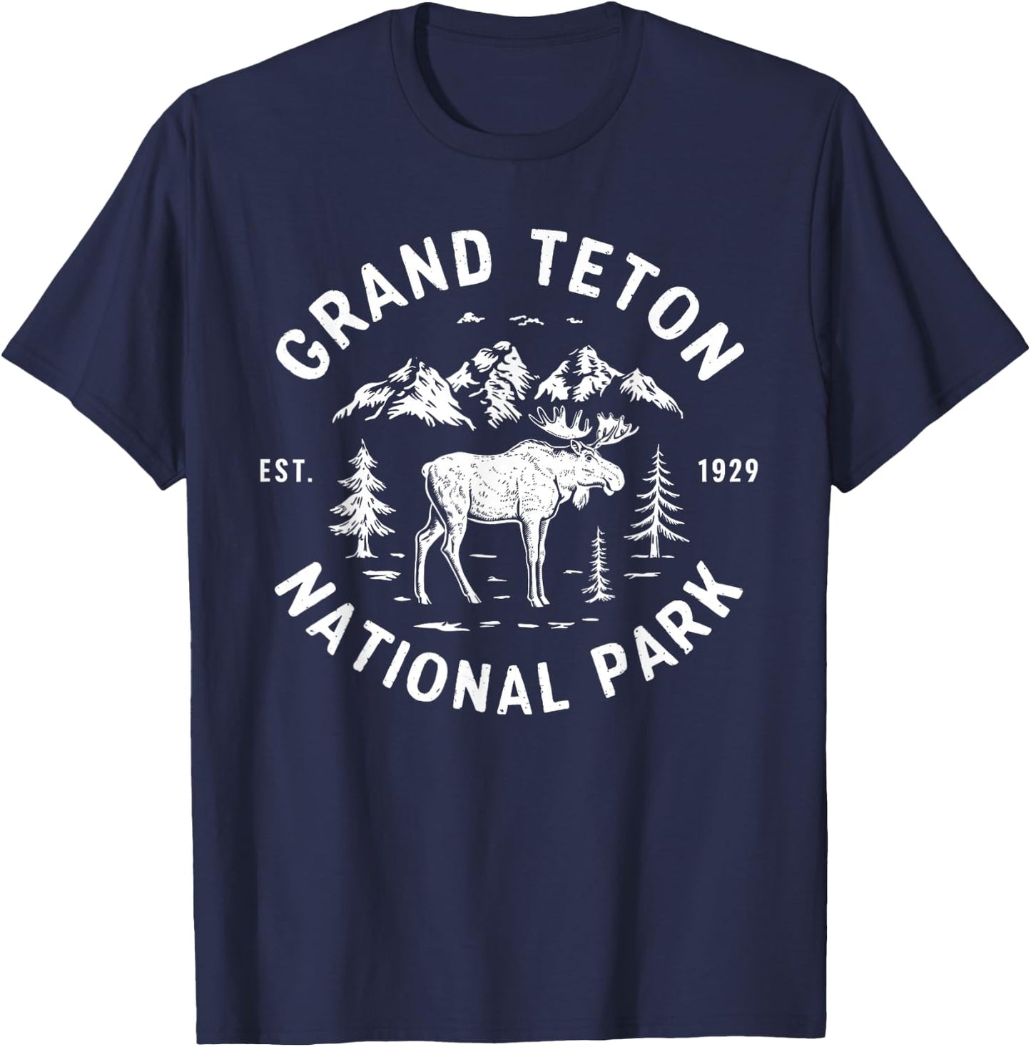 Grand Teton National Park Moose Vacation Outdoor and Hiking T-Shirt - T-Shirt | Navy