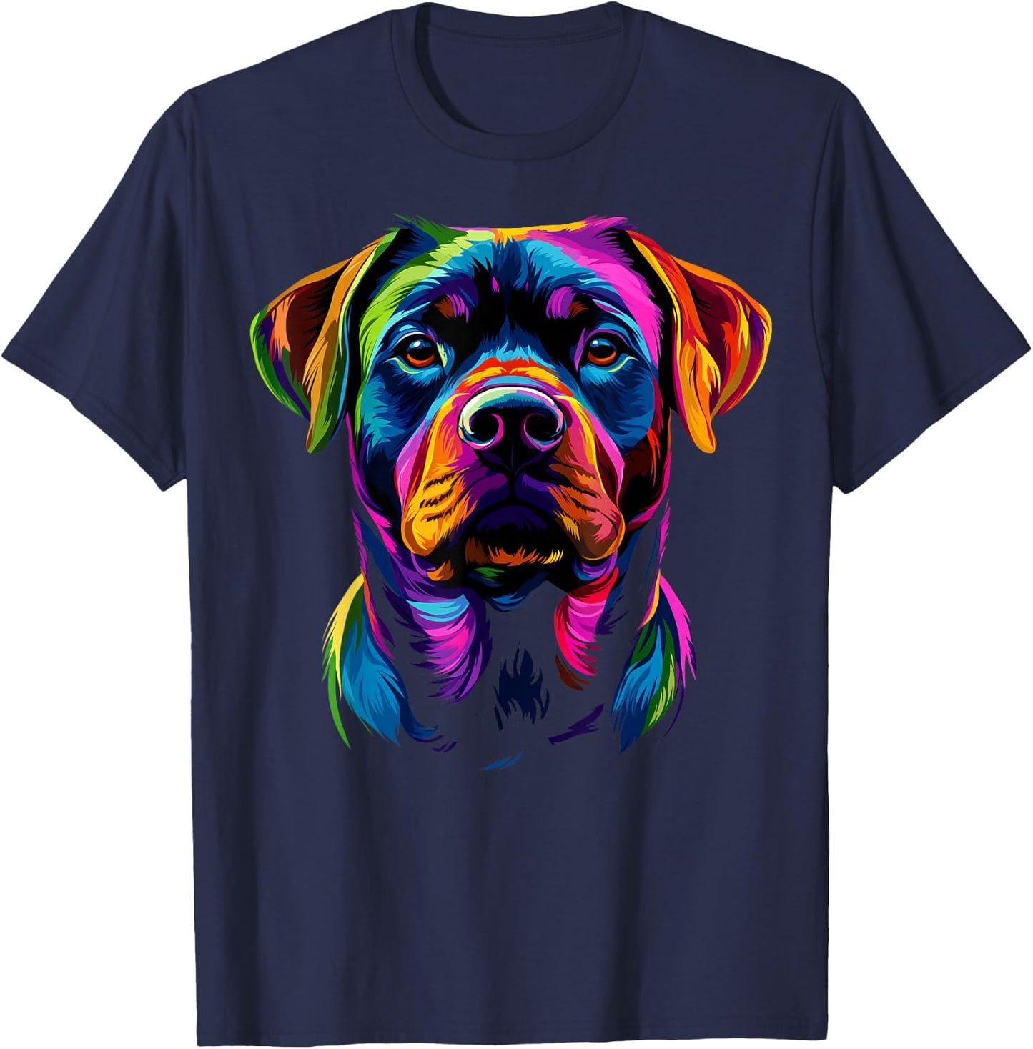 Colorful Rottweiler Face Rottie Dog Lover Men Women Black T-Shirt - T-Shirt | Navy