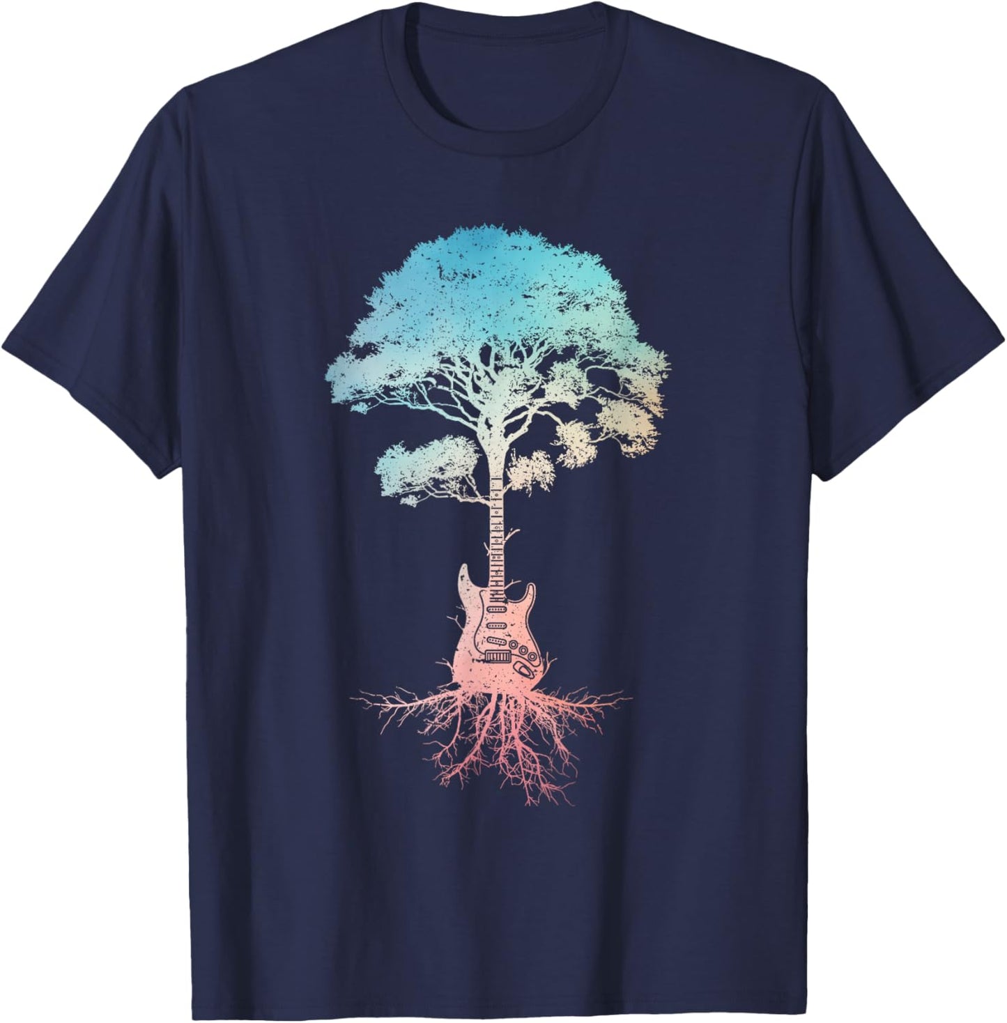 Guitar Art Women Guitar Player Rockstar Guitarist T-Shirt - T-Shirt | Navy