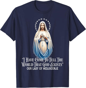 Our Lady of Medjugorje Pilgrimage Marian Catholic T-Shirt - T-Shirt | Navy