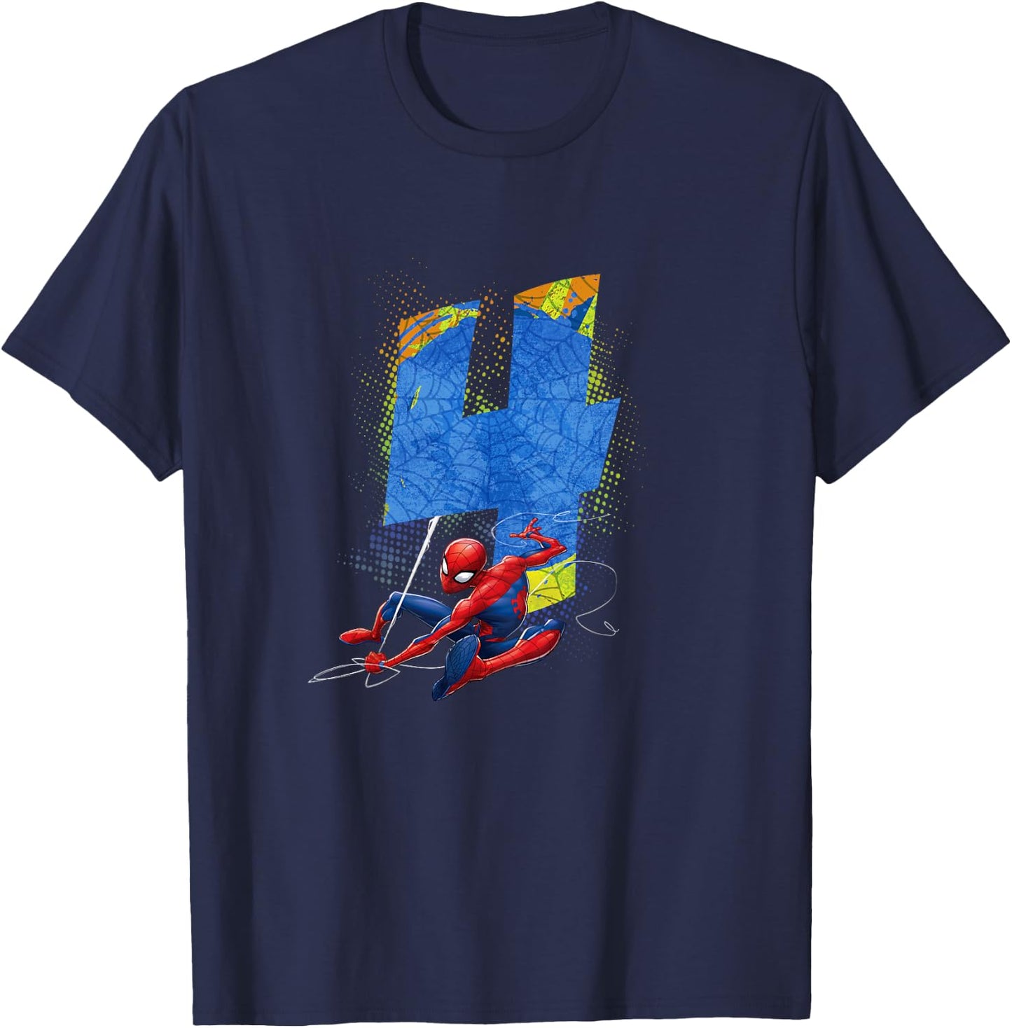 Kids Marvel Super Heroes Spider-Man 4 Year Old Fourth Birthday T-Shirt - T-Shirt | Navy