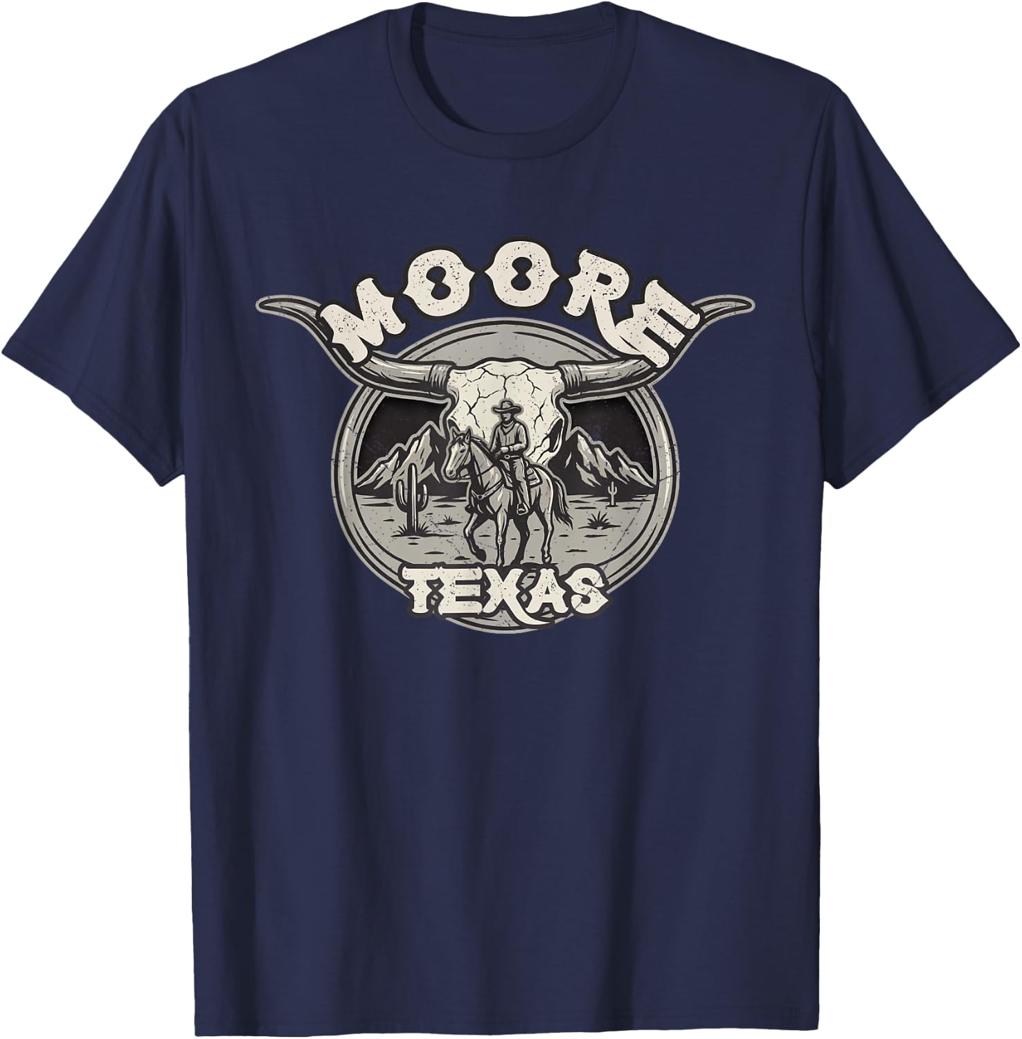 Moore Texas Western Frontier Rodeo Country Style T-Shirt - T-Shirt | Navy