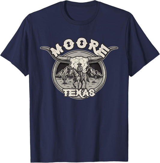 Moore Texas Western Frontier Rodeo Country Style T-Shirt - T-Shirt | Navy