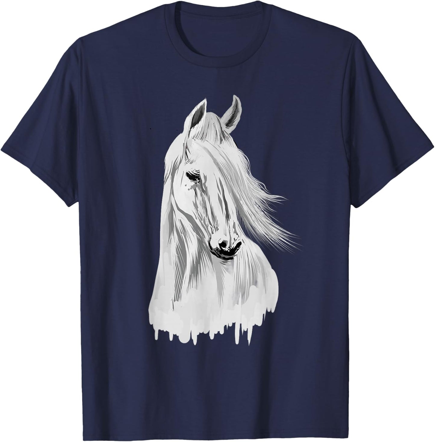 Horse Head Funny Equestrian Animal Lover Gift Men Women Kids T-Shirt - T-Shirt | Navy