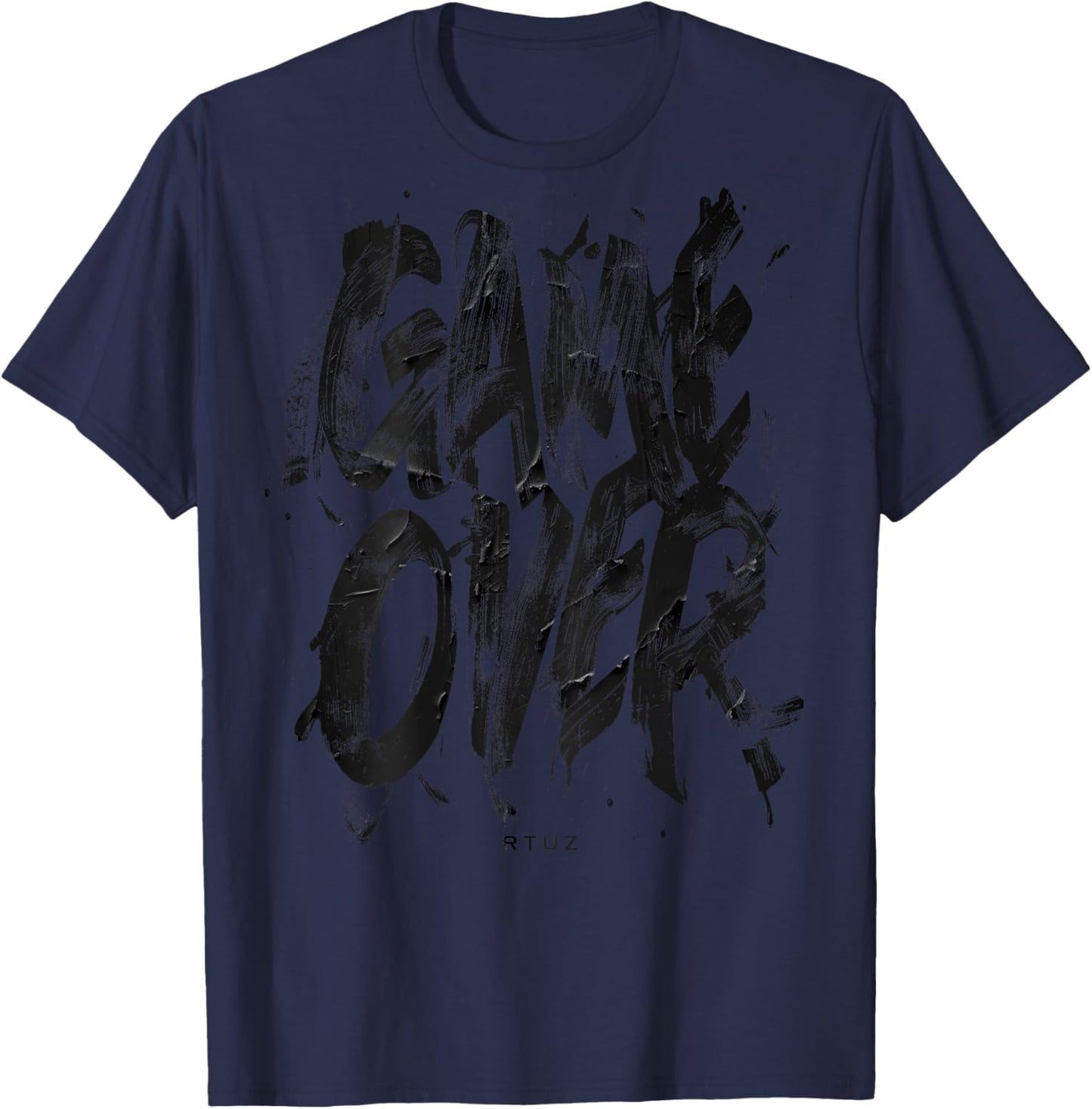 Hip Hop Vintage Hipster Edgy Urban Y2K Back Print Streetwear T-Shirt - T-Shirt | Navy
