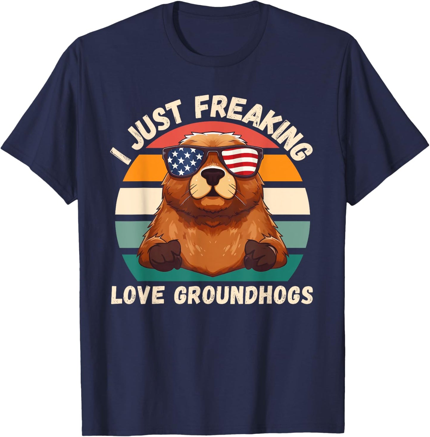 Retro Groundhogs I Just Freaking Love Groundhogs Lover T-Shirt - T-Shirt | Navy