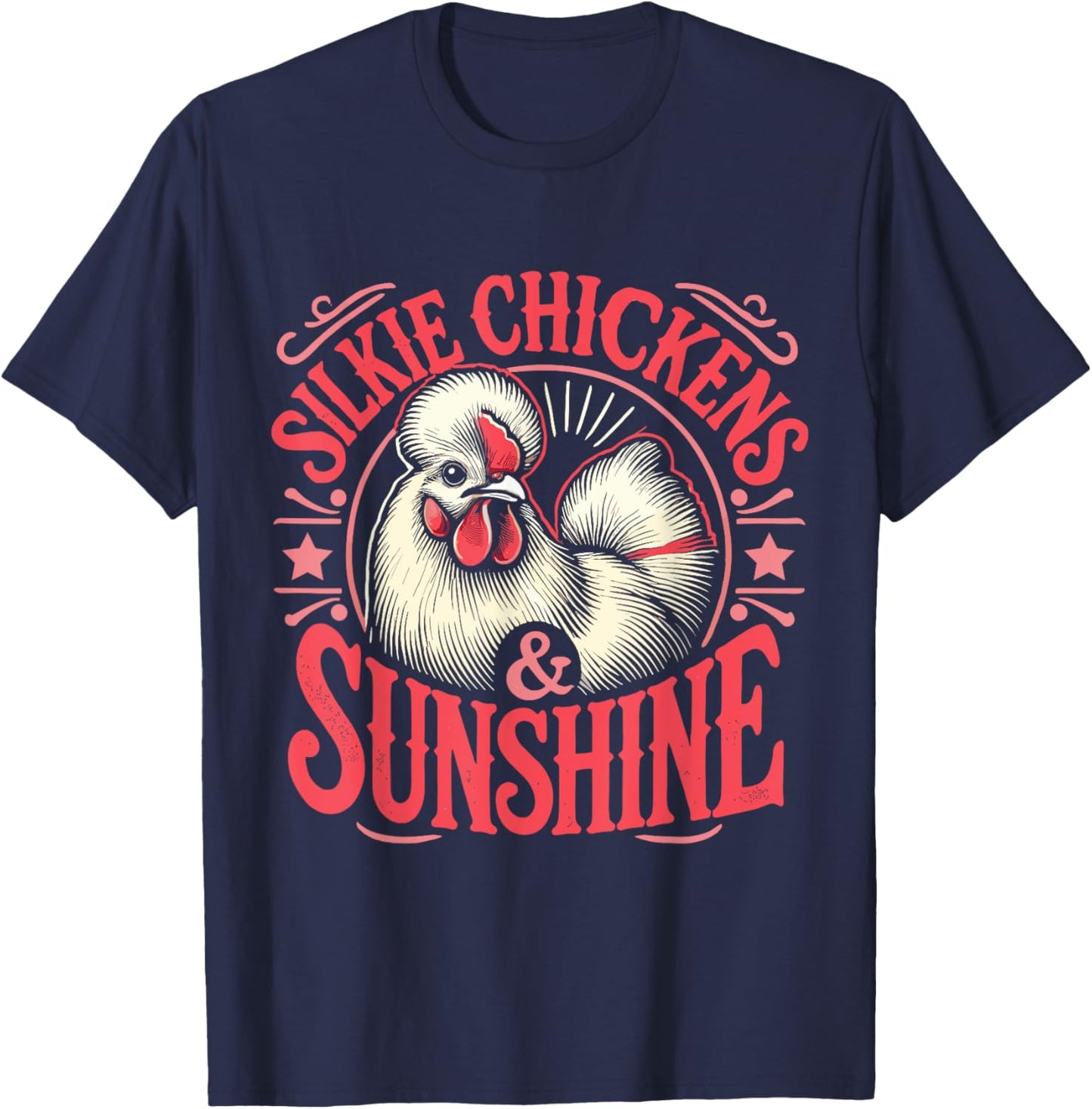 Silkie Chickens & Sunshine T-Shirt - T-Shirt | Navy