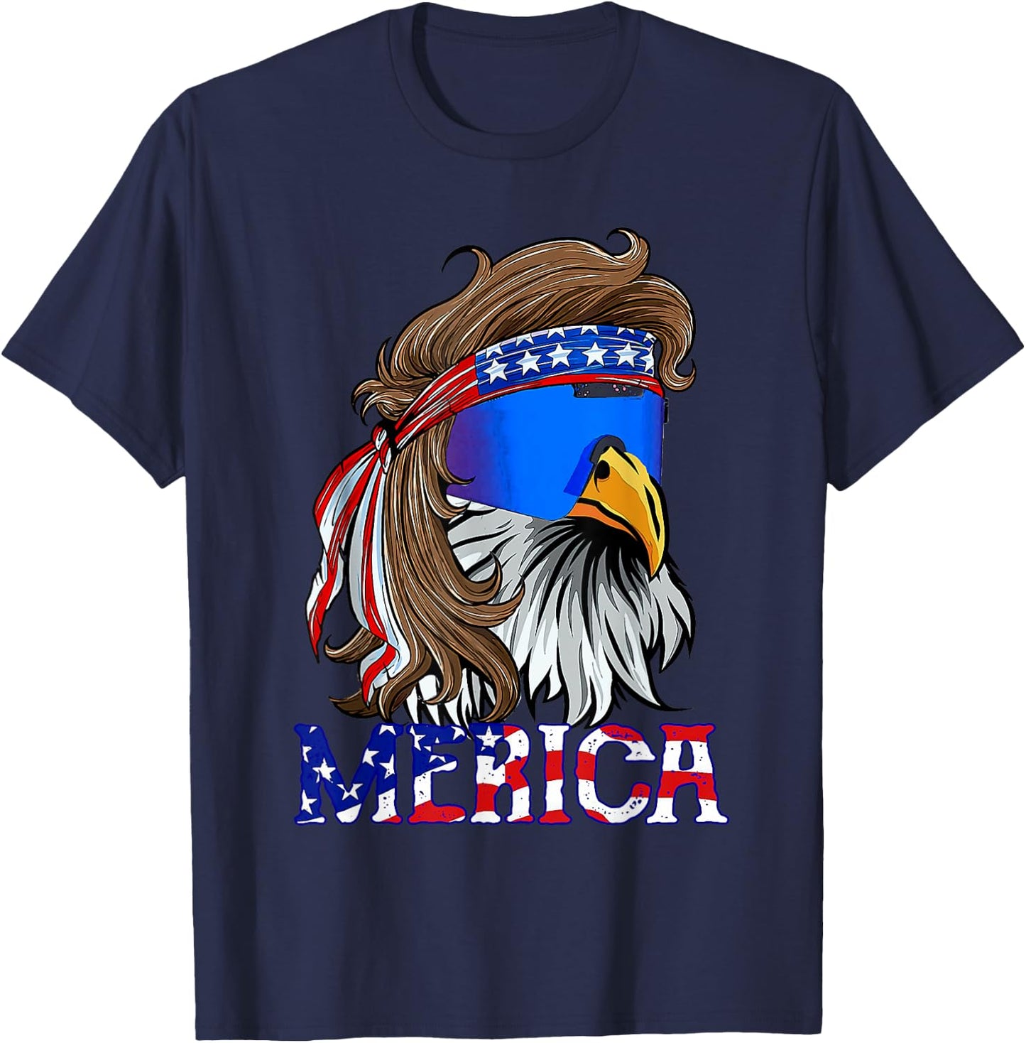 Eagle Mullet Sunglasses Merica 4th Of July USA American Flag Women Kids Men T-Shirt - T-Shirt | Navy