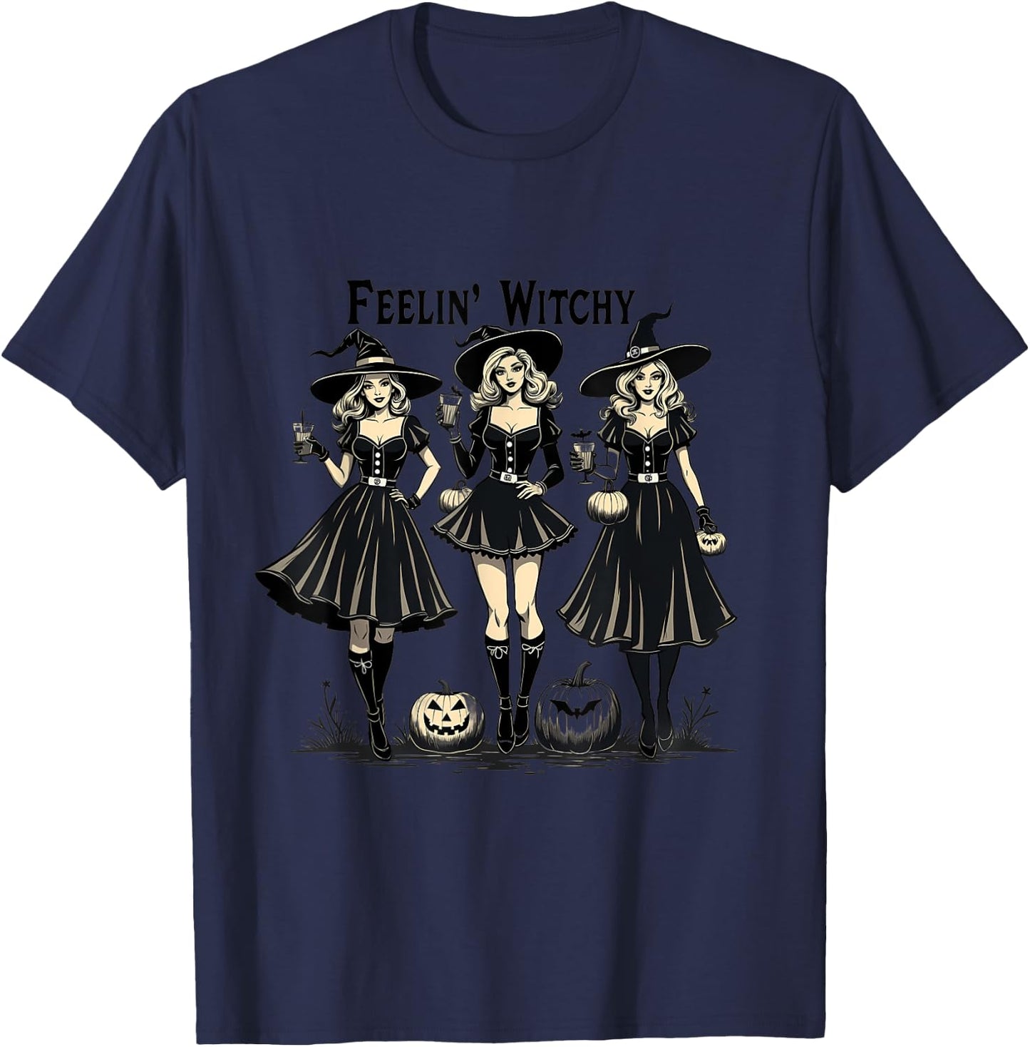Feelin' Witchy Halloween Women T-Shirt - T-Shirt | Navy