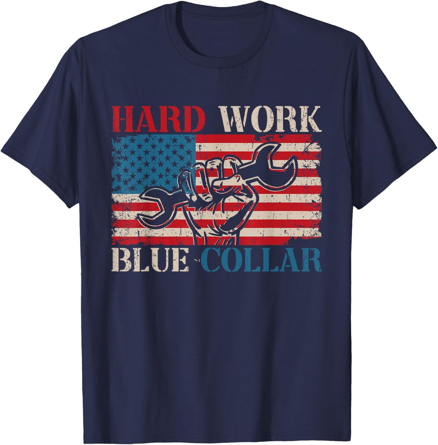 American Roughneck Mechanic Blue Collar Worker T-Shirt - T-Shirt | Navy