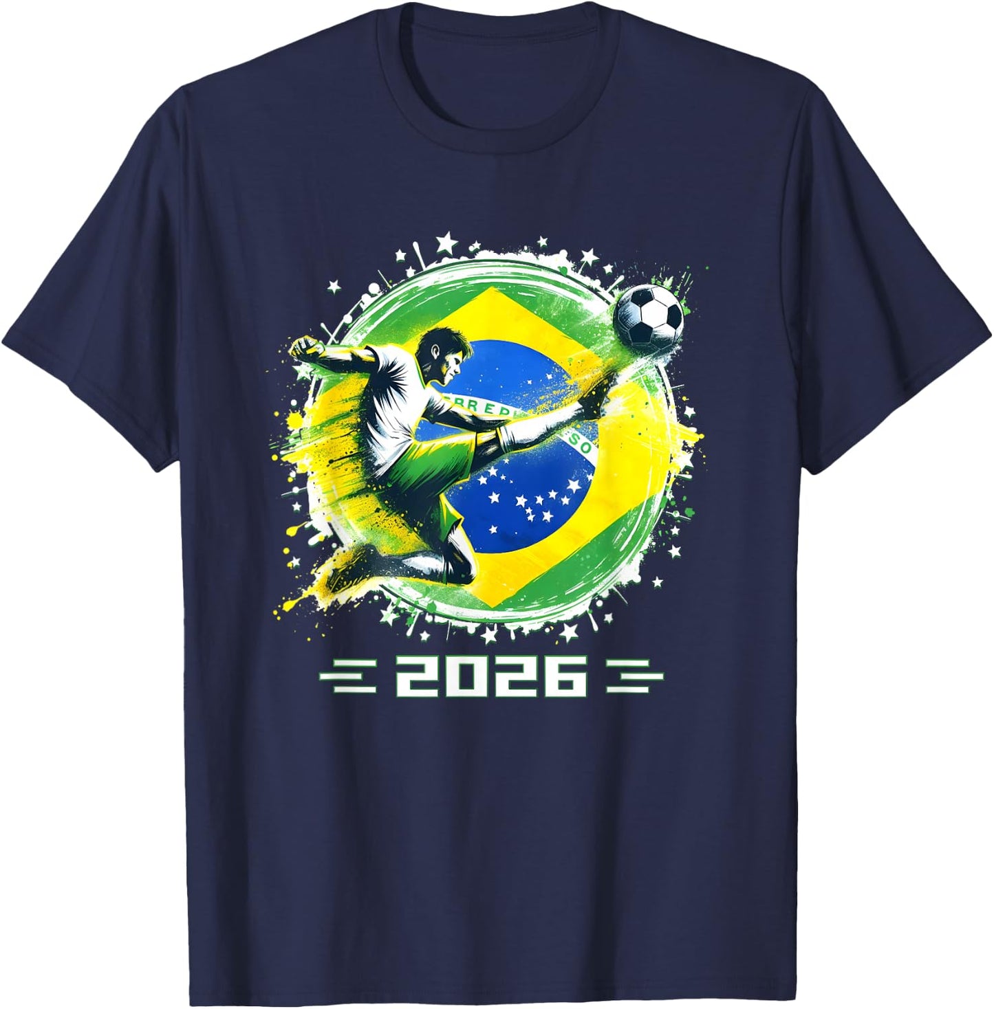 Brazil Player Sports Vintage Men Boys Brasil 2026 T-Shirt - T-Shirt | Navy