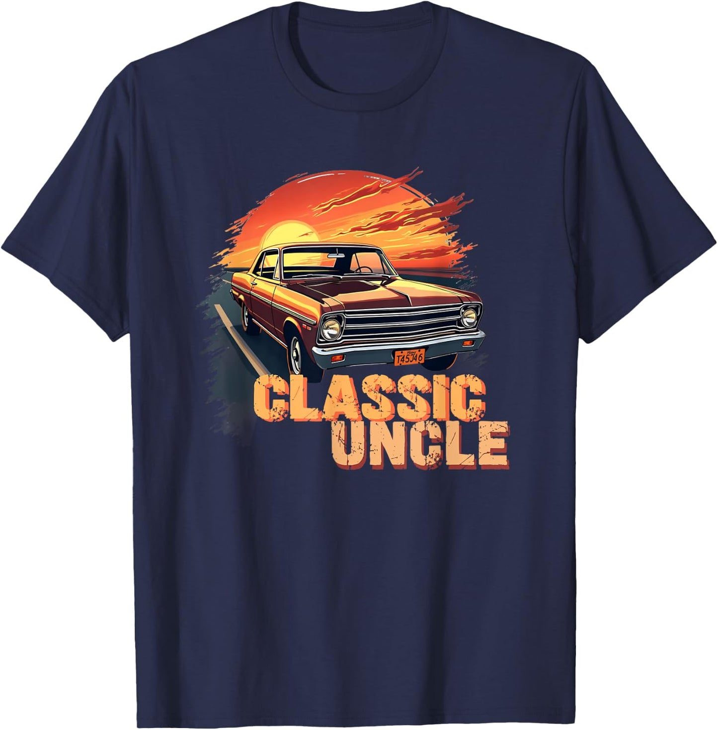 Funny Uncle Classic Car Uncle Saying T-Shirt - T-Shirt | Navy