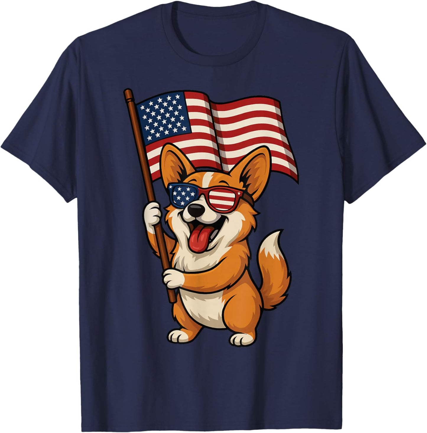Corgi USA Flag 4th Of July T-Shirt - T-Shirt | Navy