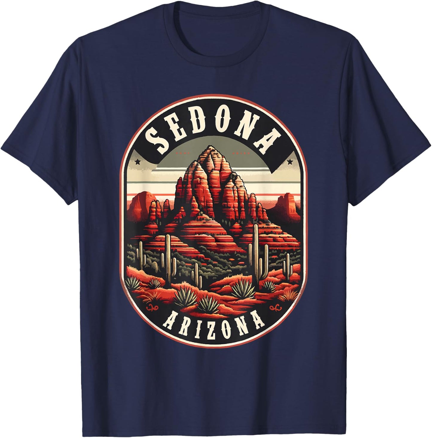 Sedona AZ Hiking Outdoors Mountain Sedona USA Retro Vintage T-Shirt - T-Shirt | Navy