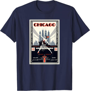 Chicago Where The Piano's Hot 1920s Art Deco Musical Theatre T-Shirt - T-Shirt | Navy