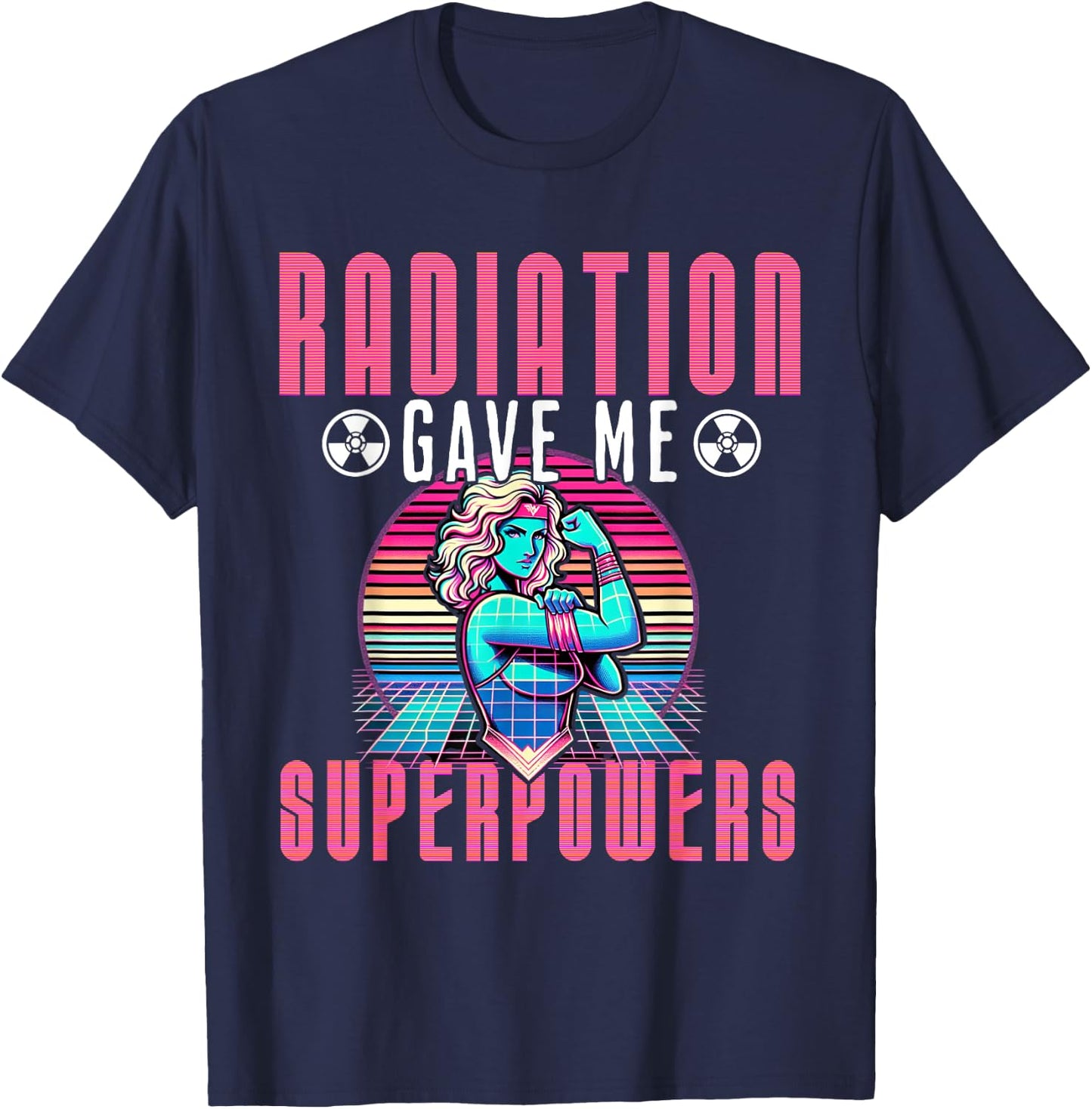 Cancer Designs by MCG.Co -Adult Cancer Awareness - Black, Small, Short Sleeve, Modern Classic, , Cartoon Text T-Shirt - T-Shirt | Navy