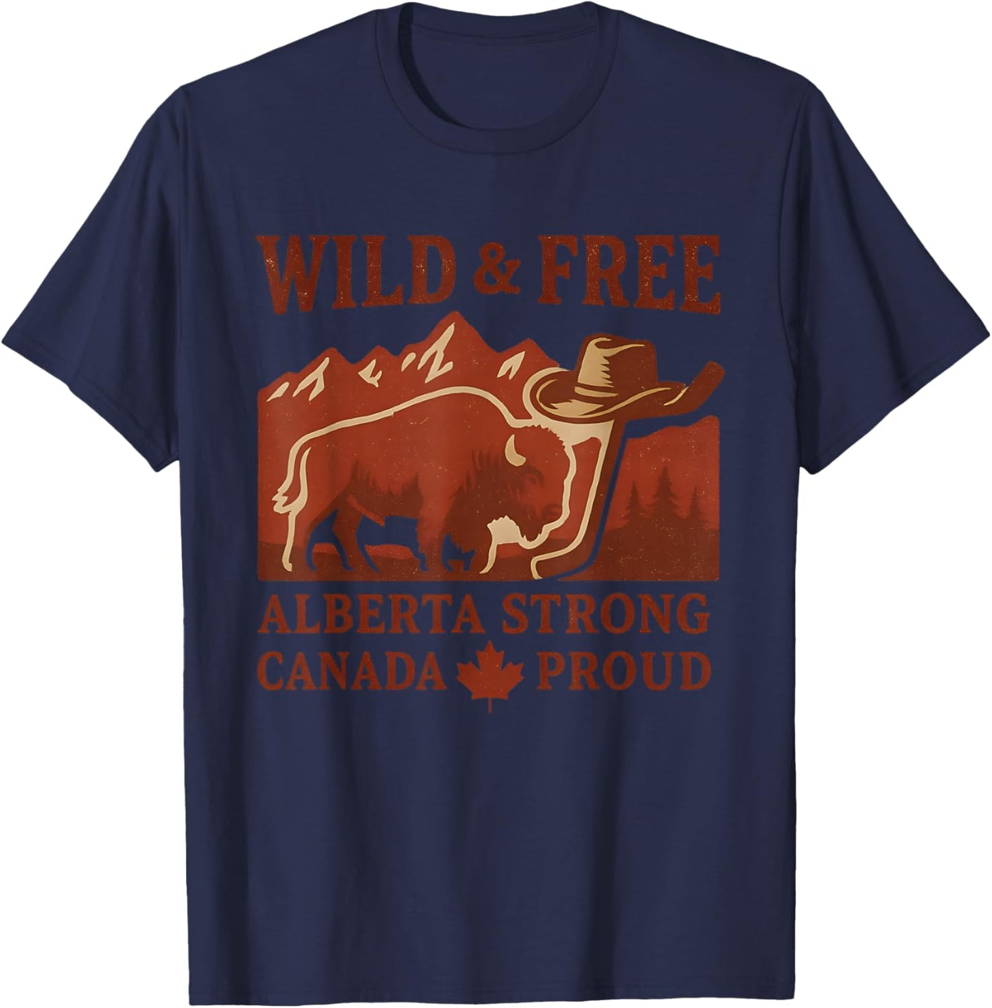 Wild And Free Alberta Strong Canada Day Pride T-Shirt - T-Shirt | Navy