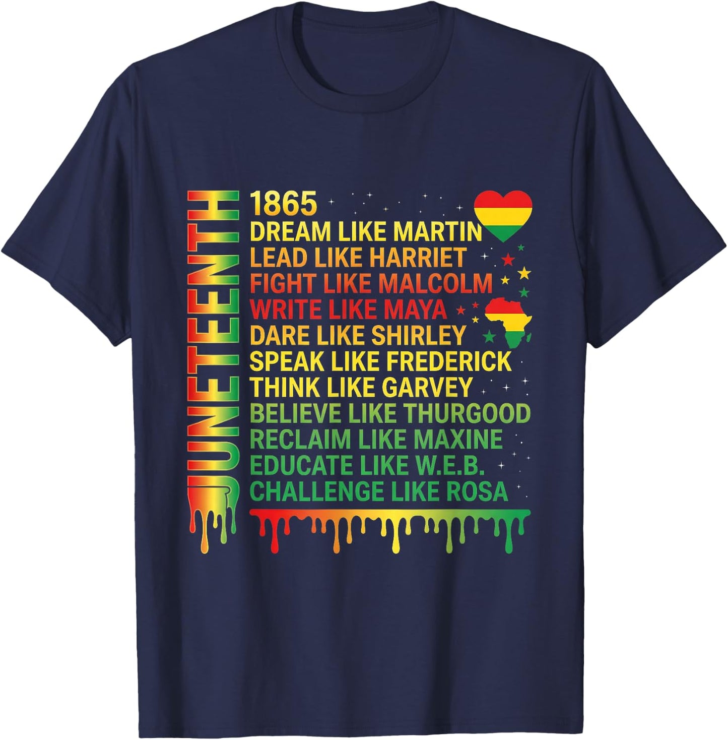 Juneteenth Dream Like Martin Black History Leaders Art T-Shirt - T-Shirt | Navy