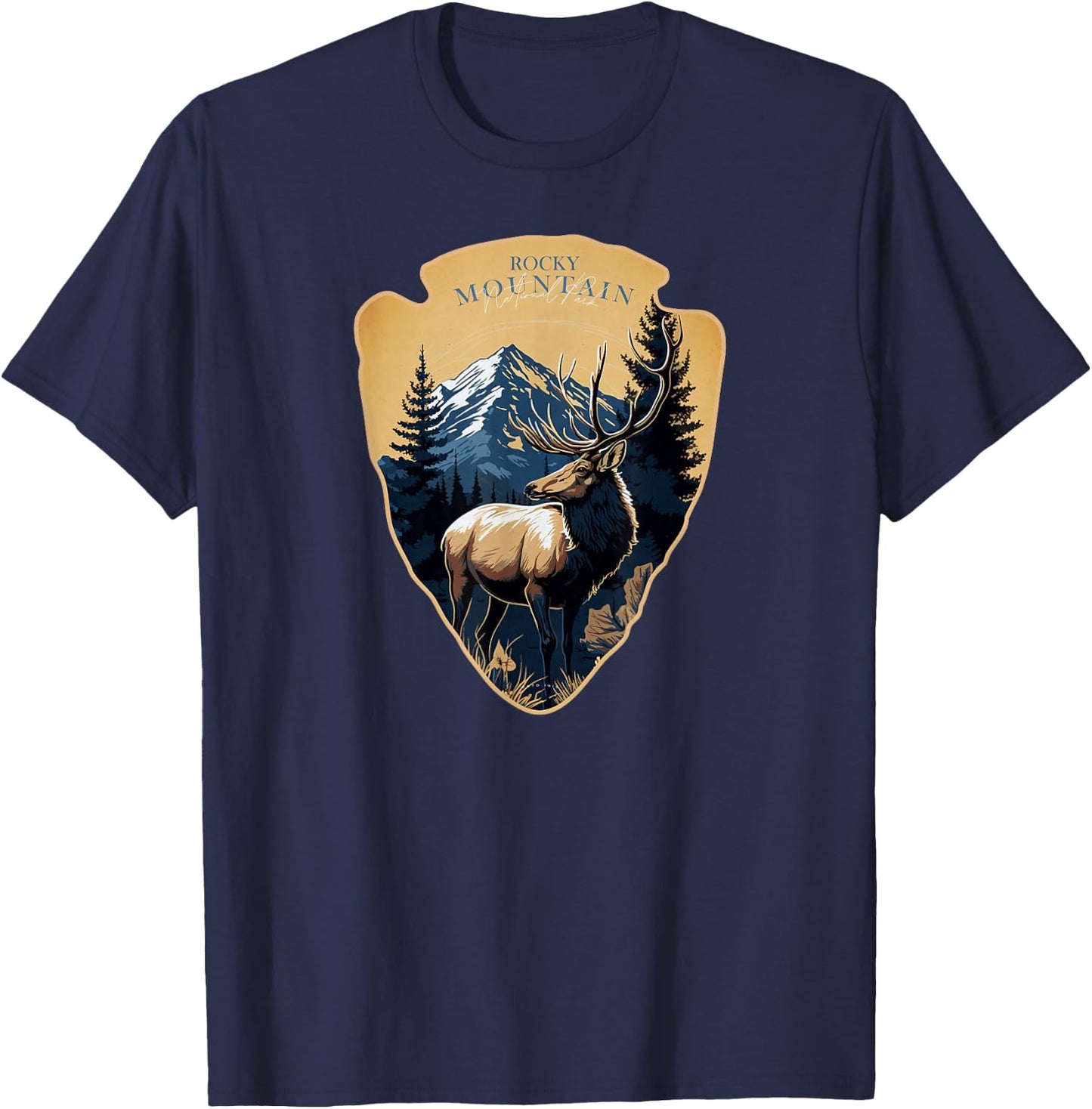 Rocky Mountain National Park Colorado Elk T-Shirt - T-Shirt | Navy
