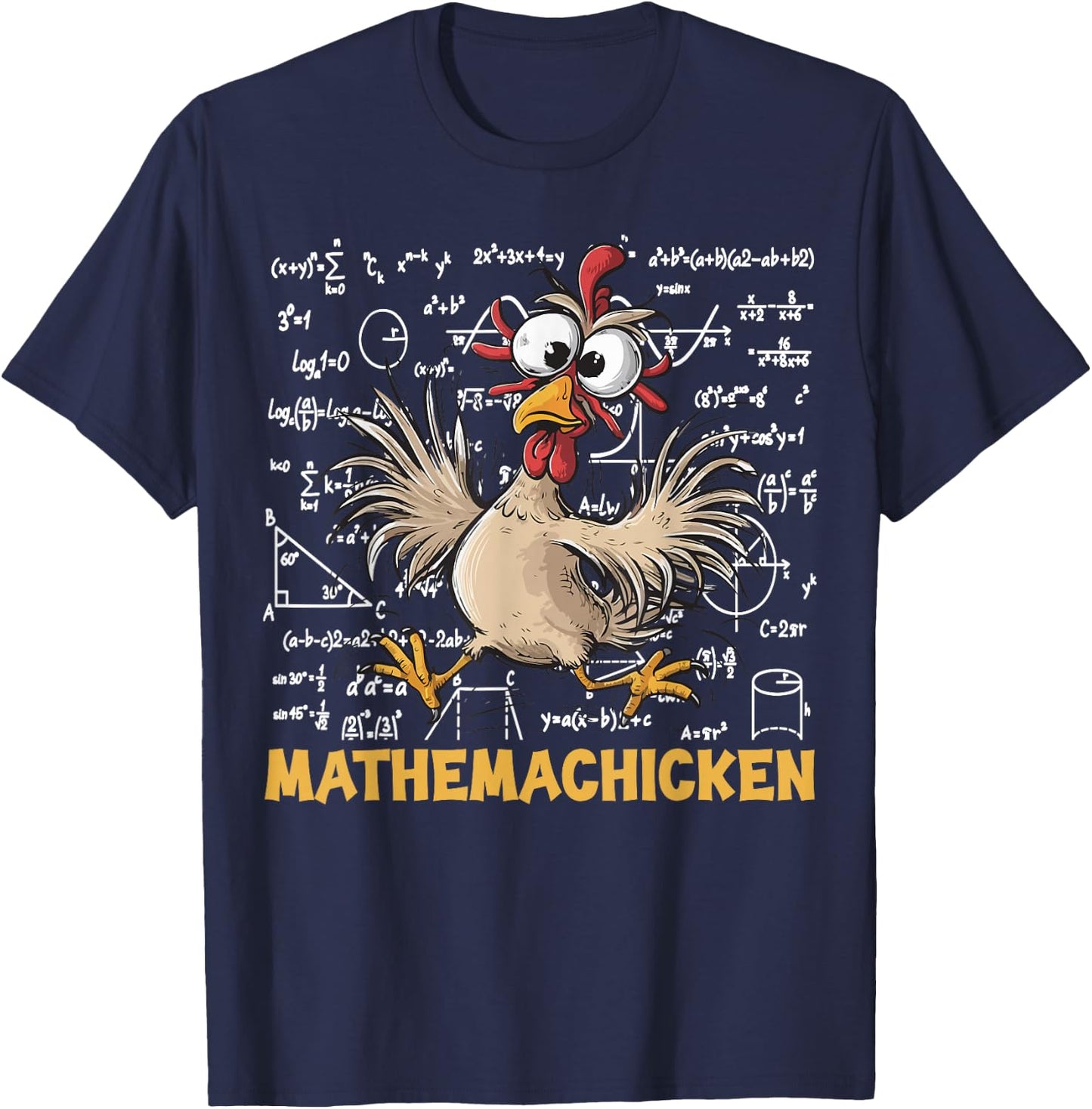 Mathemachicken Funny Chicken Math Teacher Back To School T-Shirt - T-Shirt | Navy