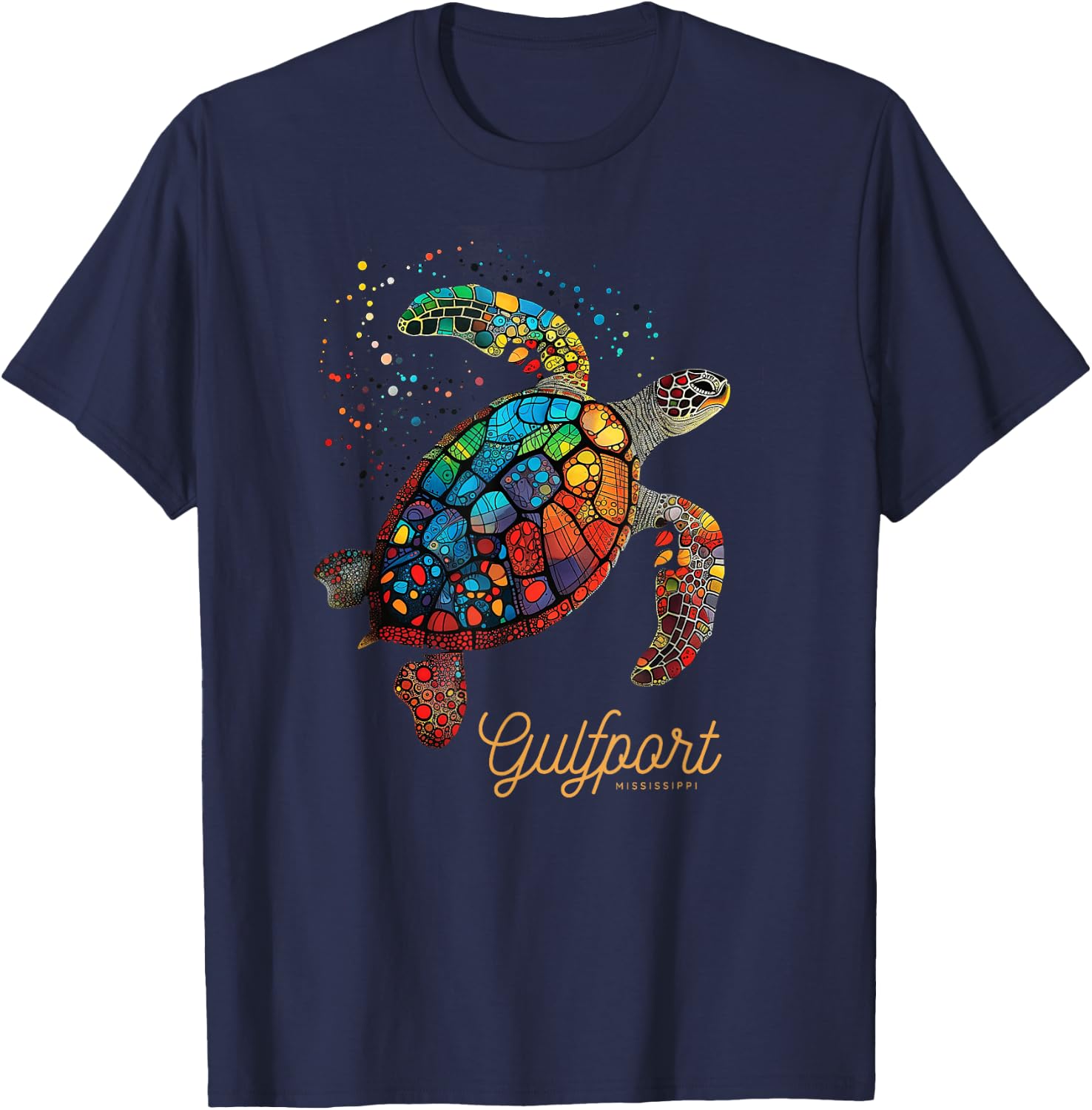 Gulfport Mississippi MS Vacation Holiday Vintage Sea Turtle T-Shirt - T-Shirt | Navy