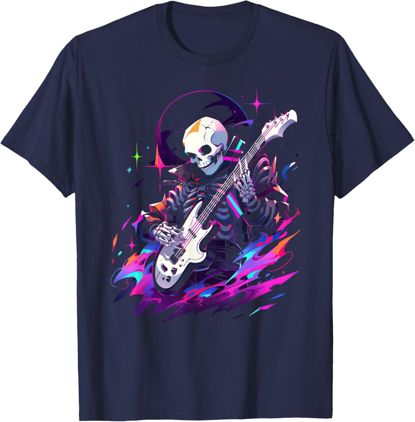 Skeleton playing guitar ,Rock Star Shredding Guitar T-Shirt - T-Shirt | Navy