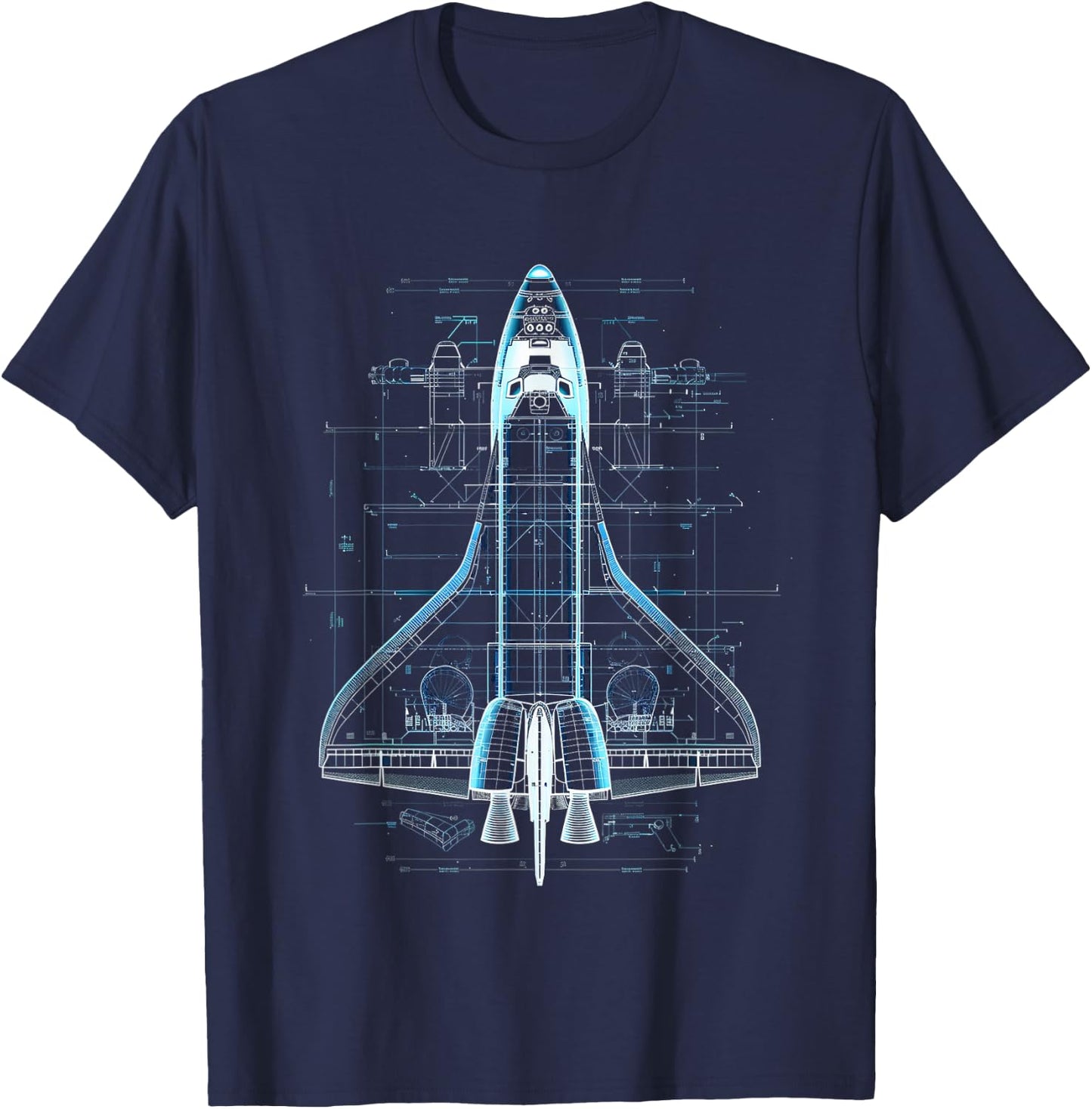 Space Shuttle Blueprint T-Shirt - T-Shirt | Navy