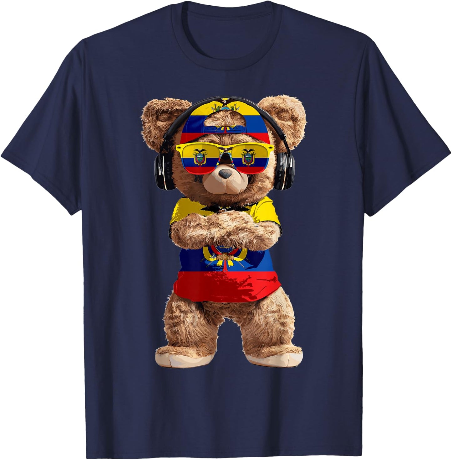 Ecuador Flag Souvenirs Bear Outfit Products Ecuadorian T-Shirt - T-Shirt | Navy