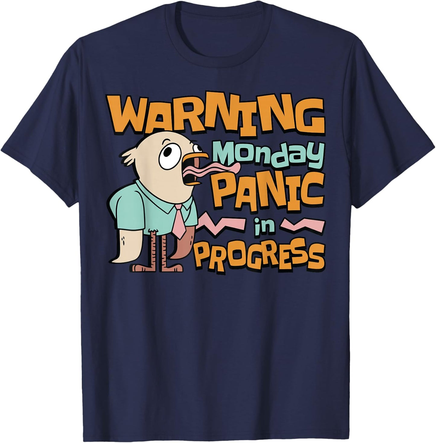 Monday Panic Humorous T-Shirt - T-Shirt | Navy